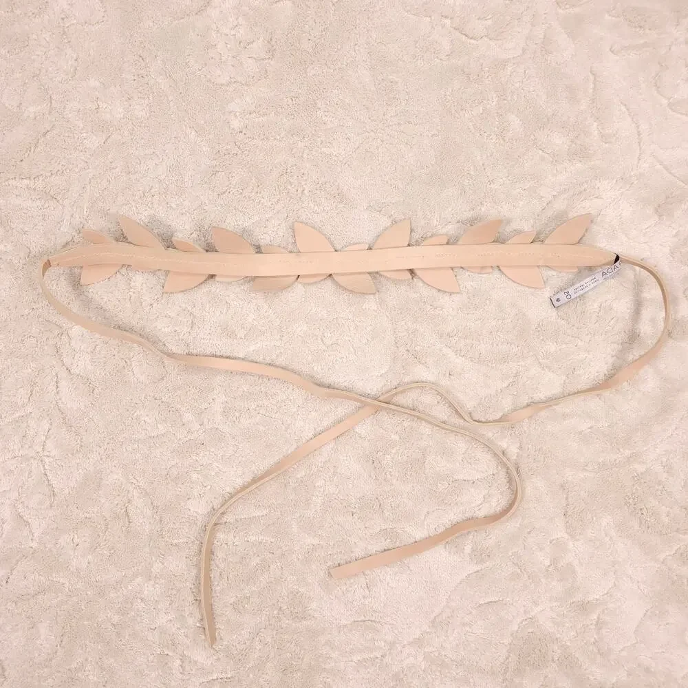 ADA Wrap Belt Anthropologie Beige Leather Leaves